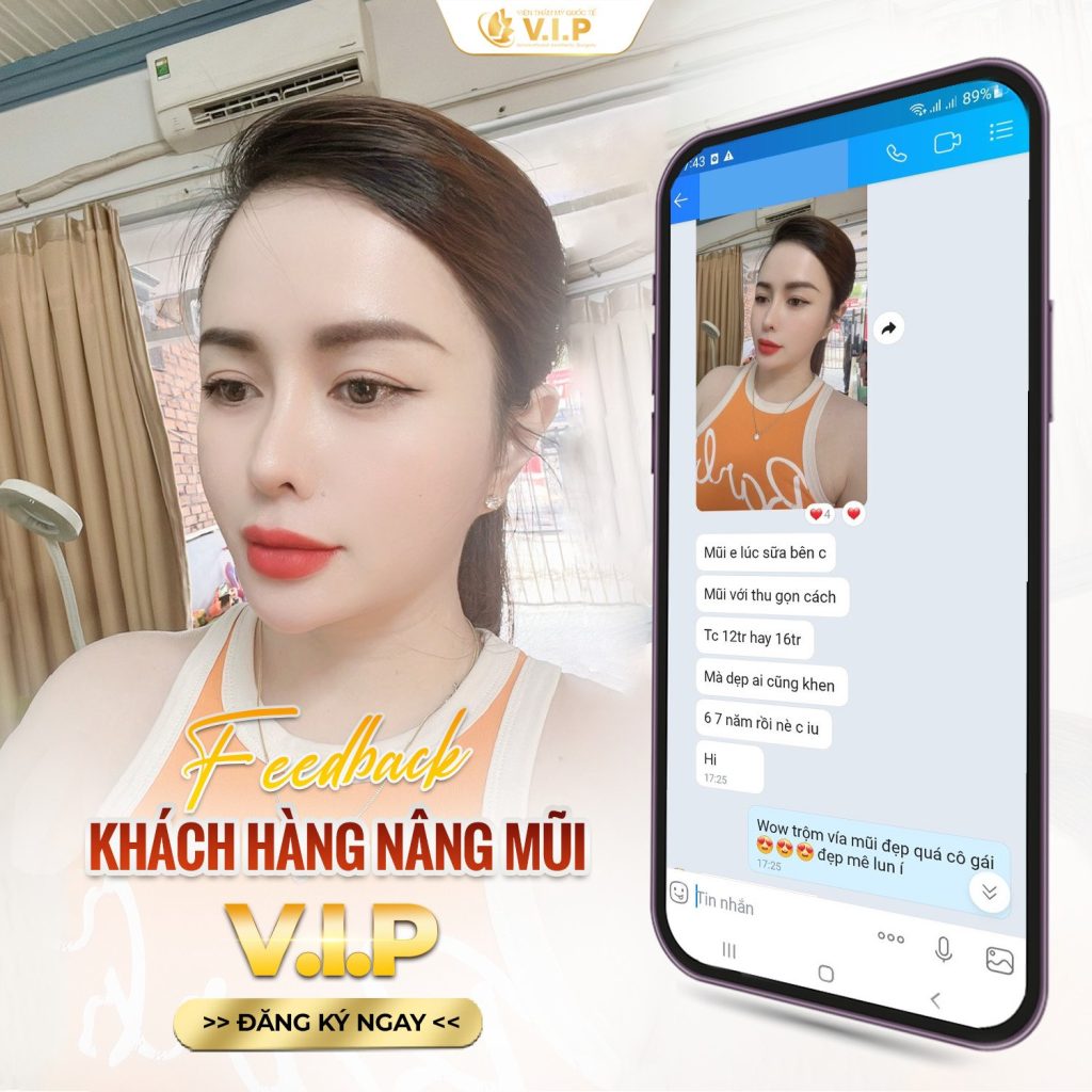 Khách hàng review hài lòng về nâng mũi thẩm mỹ viện V.I.P